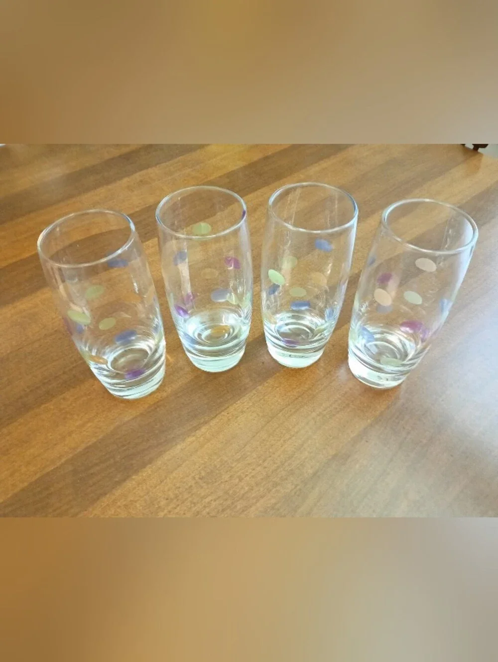 NWOT Set of 4 Pastel Polkadot Tea/Water Glasses